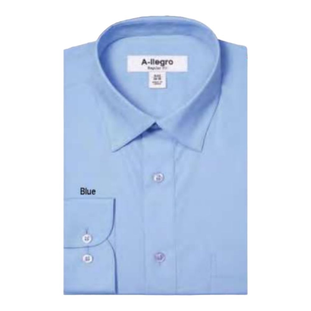 MEN'S ALLEGRO SPREAD COLLAR REG FIT LT BLUE DRESS SHIRT  CONVERTIBLE CUFFS RS100